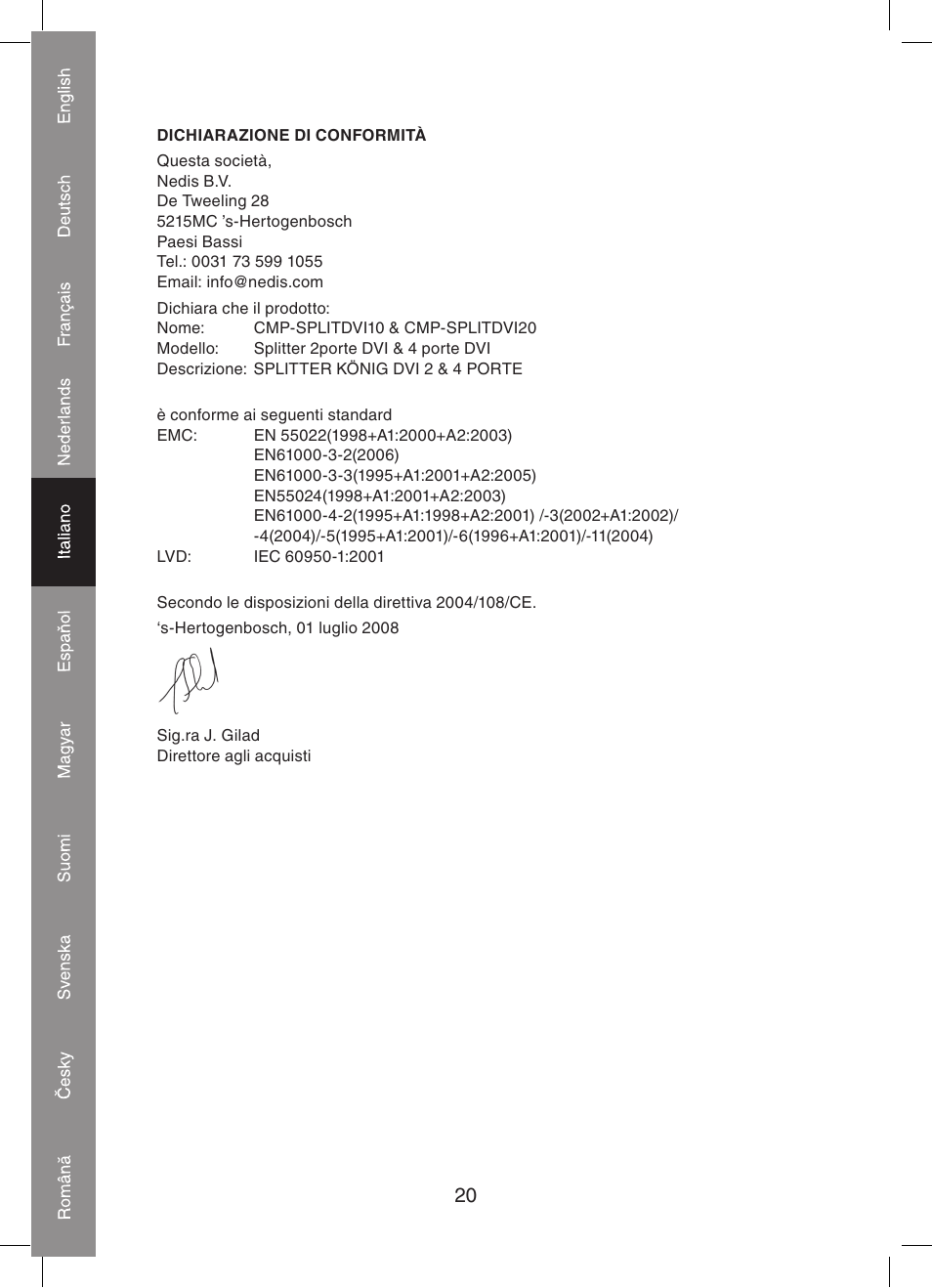 Konig Electronic 2 port dvi splitter User Manual | Page 20 / 48