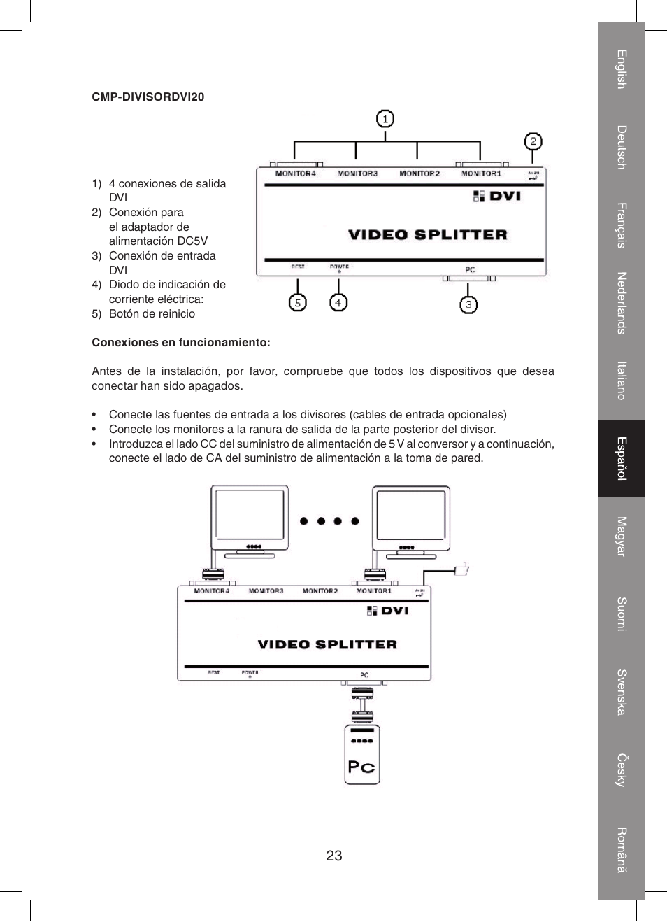 Konig Electronic 2 port dvi splitter User Manual | Page 23 / 48