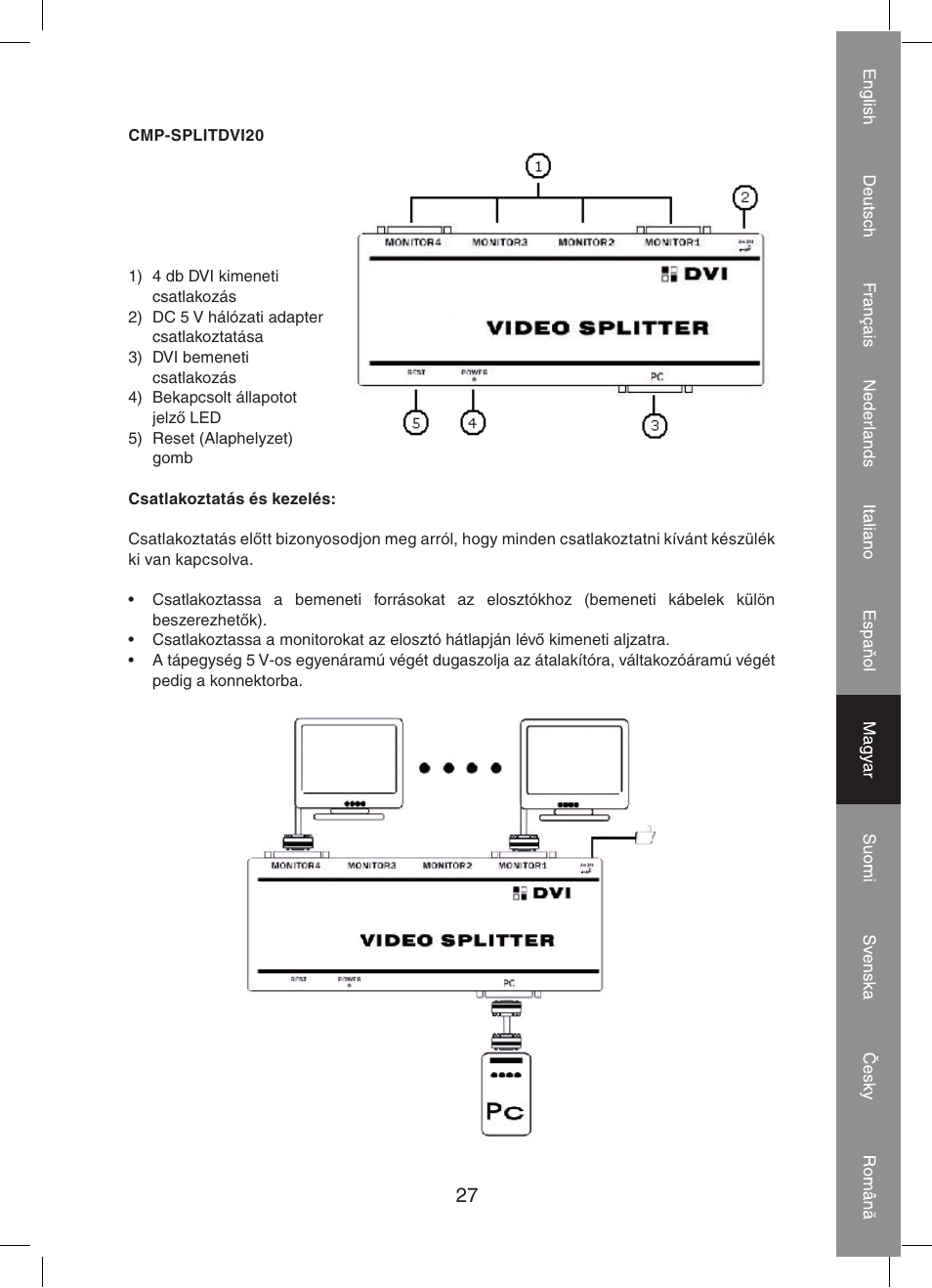 Konig Electronic 2 port dvi splitter User Manual | Page 27 / 48