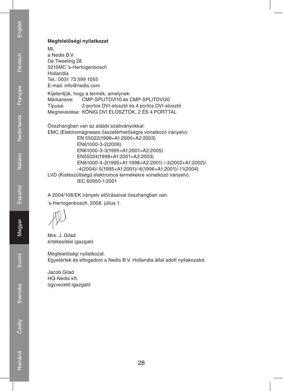 Konig Electronic 2 port dvi splitter User Manual | Page 28 / 48