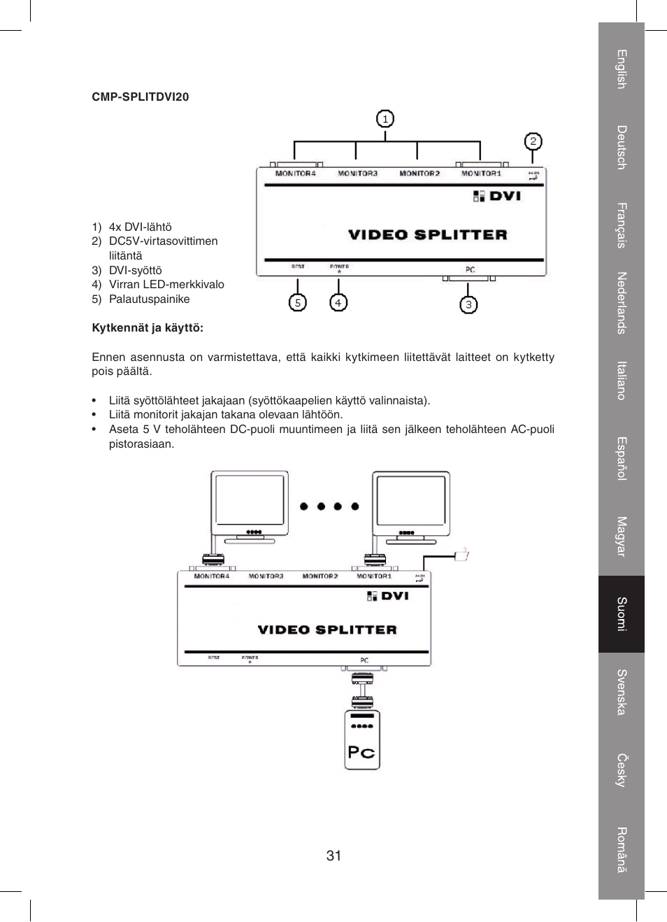 Konig Electronic 2 port dvi splitter User Manual | Page 31 / 48