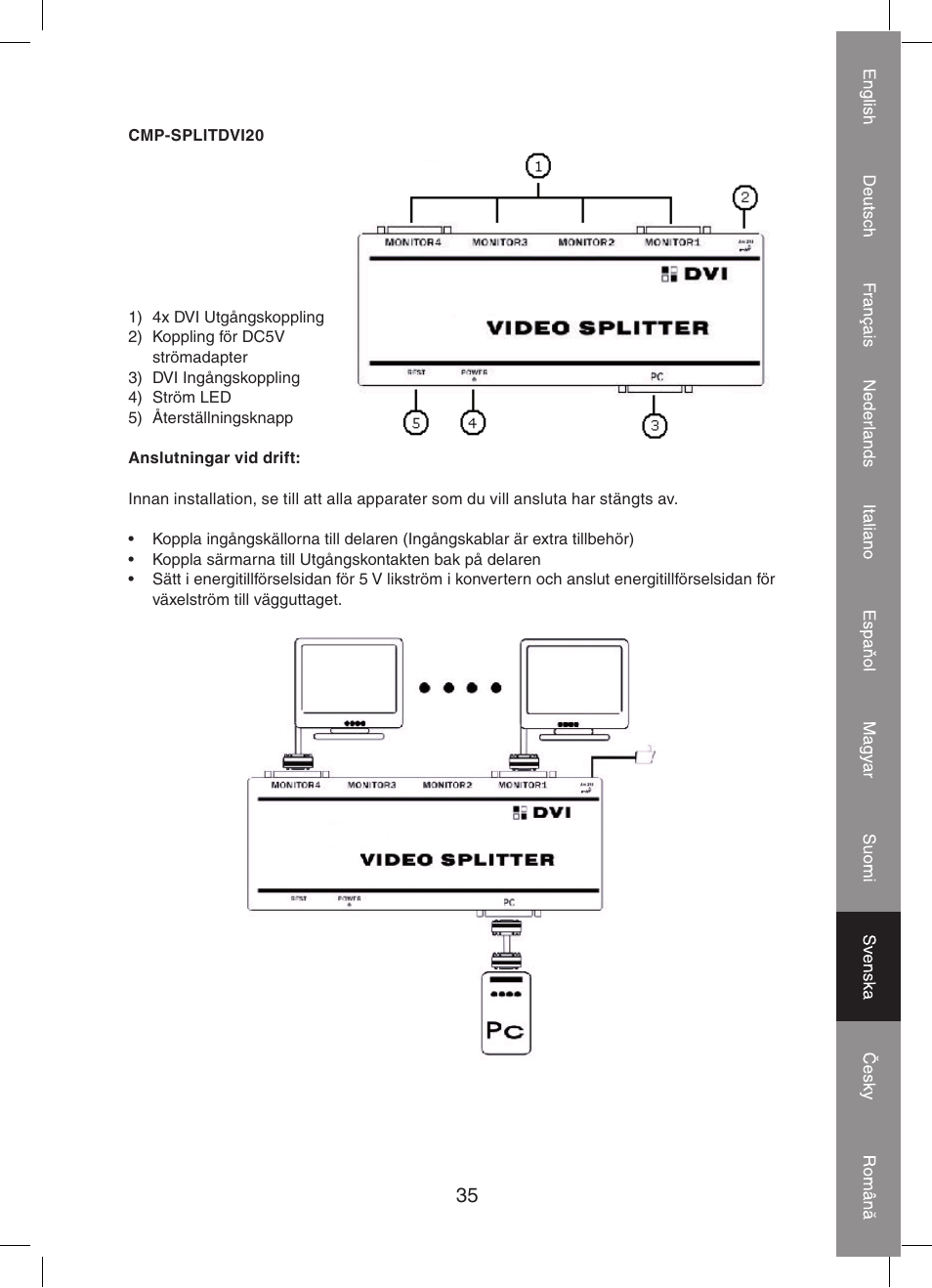 Konig Electronic 2 port dvi splitter User Manual | Page 35 / 48