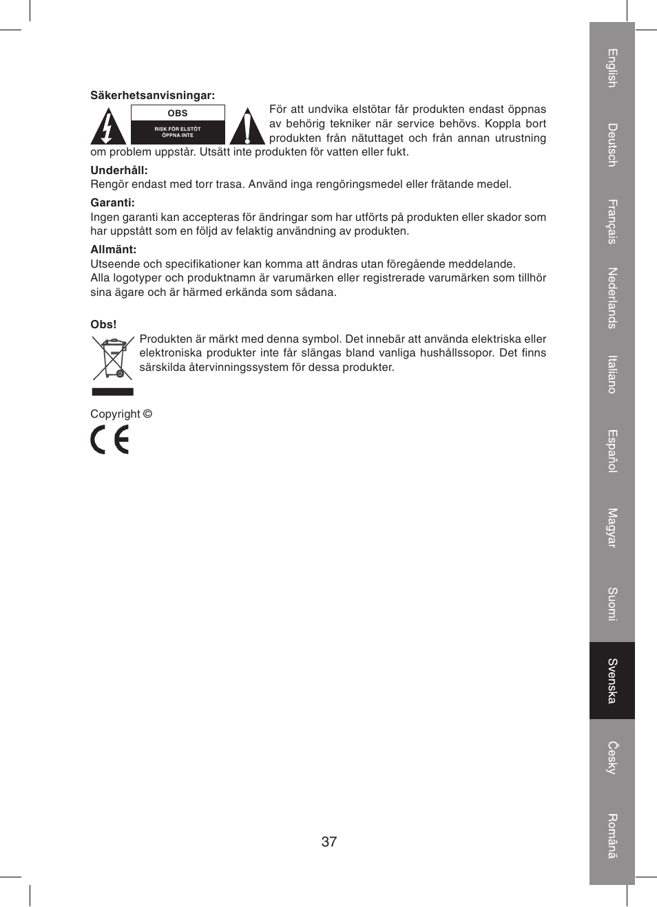 Konig Electronic 2 port dvi splitter User Manual | Page 37 / 48