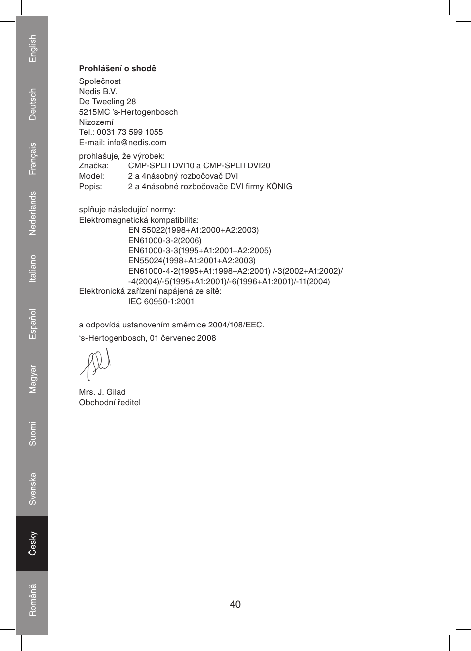 Konig Electronic 2 port dvi splitter User Manual | Page 40 / 48