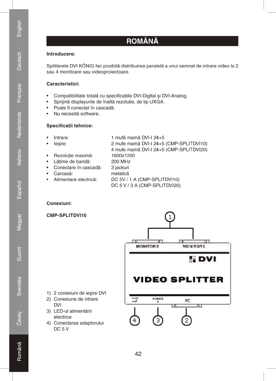 Konig Electronic 2 port dvi splitter User Manual | Page 42 / 48