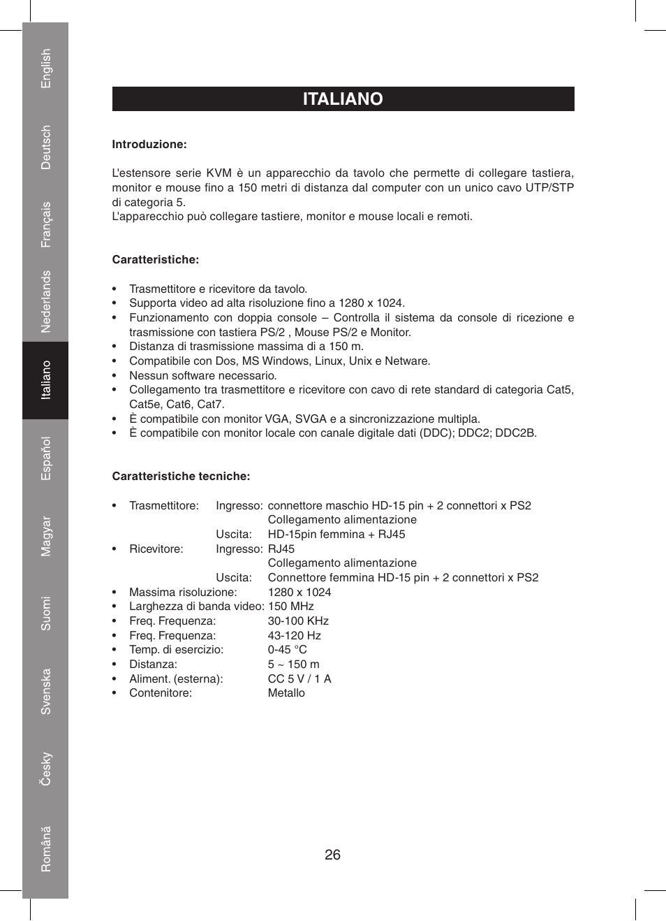 Italiano | Konig Electronic KVM-extender by utp User Manual | Page 26 / 68