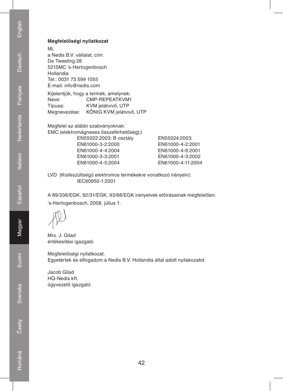 Konig Electronic KVM-extender by utp User Manual | Page 42 / 68