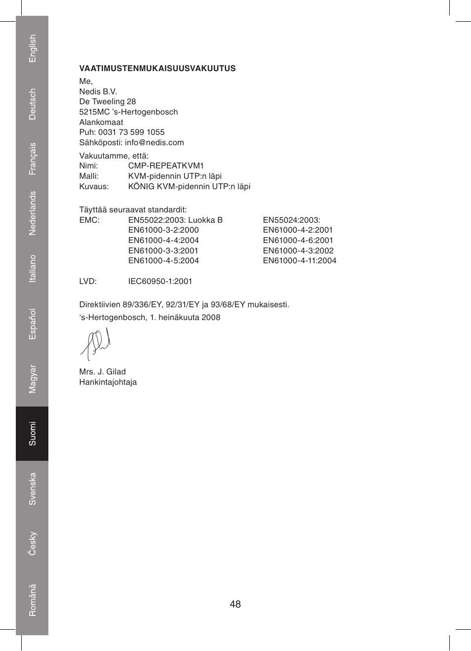 Konig Electronic KVM-extender by utp User Manual | Page 48 / 68