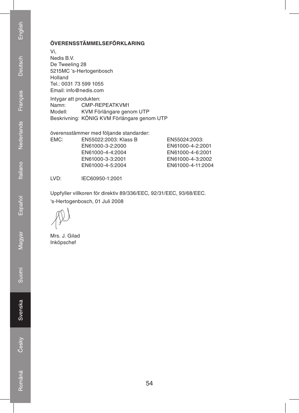 Konig Electronic KVM-extender by utp User Manual | Page 54 / 68