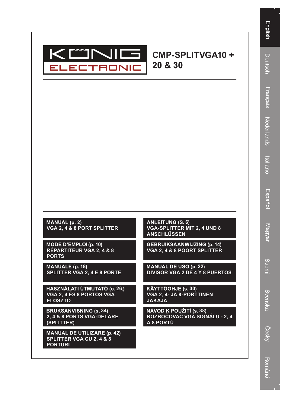Konig Electronic 2 port professional VGA splitter User Manual | 48 pages