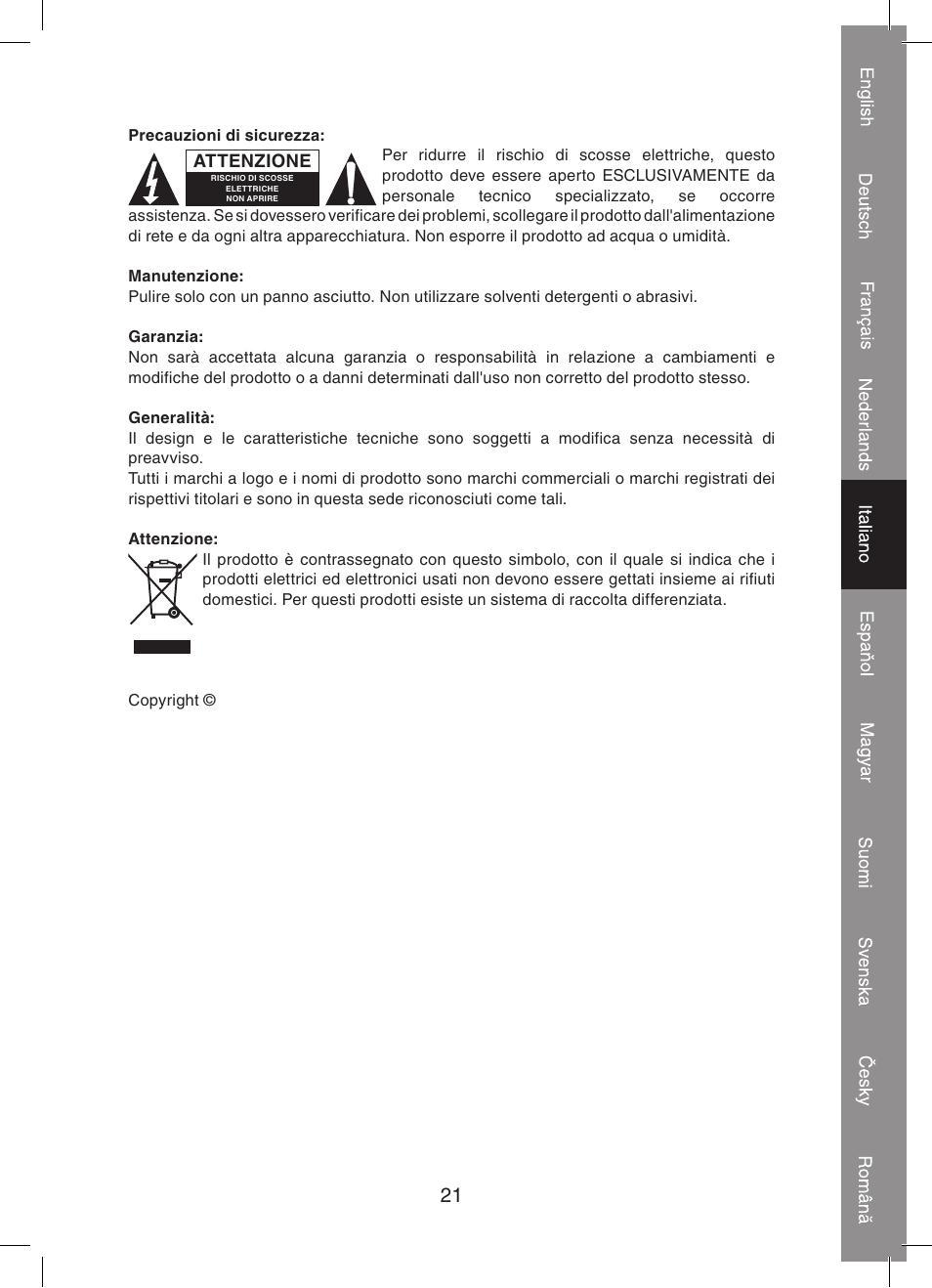 Konig Electronic 2 port professional VGA splitter User Manual | Page 21 / 48