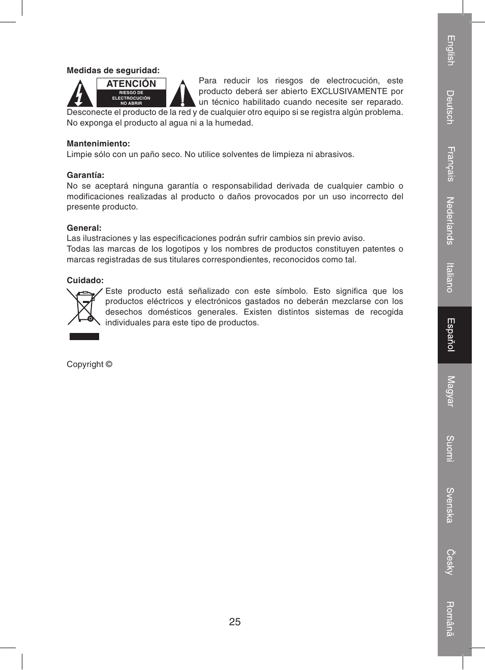 Konig Electronic 2 port professional VGA splitter User Manual | Page 25 / 48