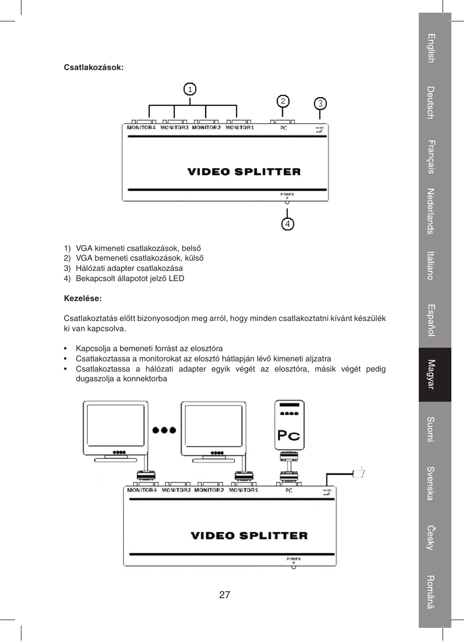 Konig Electronic 2 port professional VGA splitter User Manual | Page 27 / 48