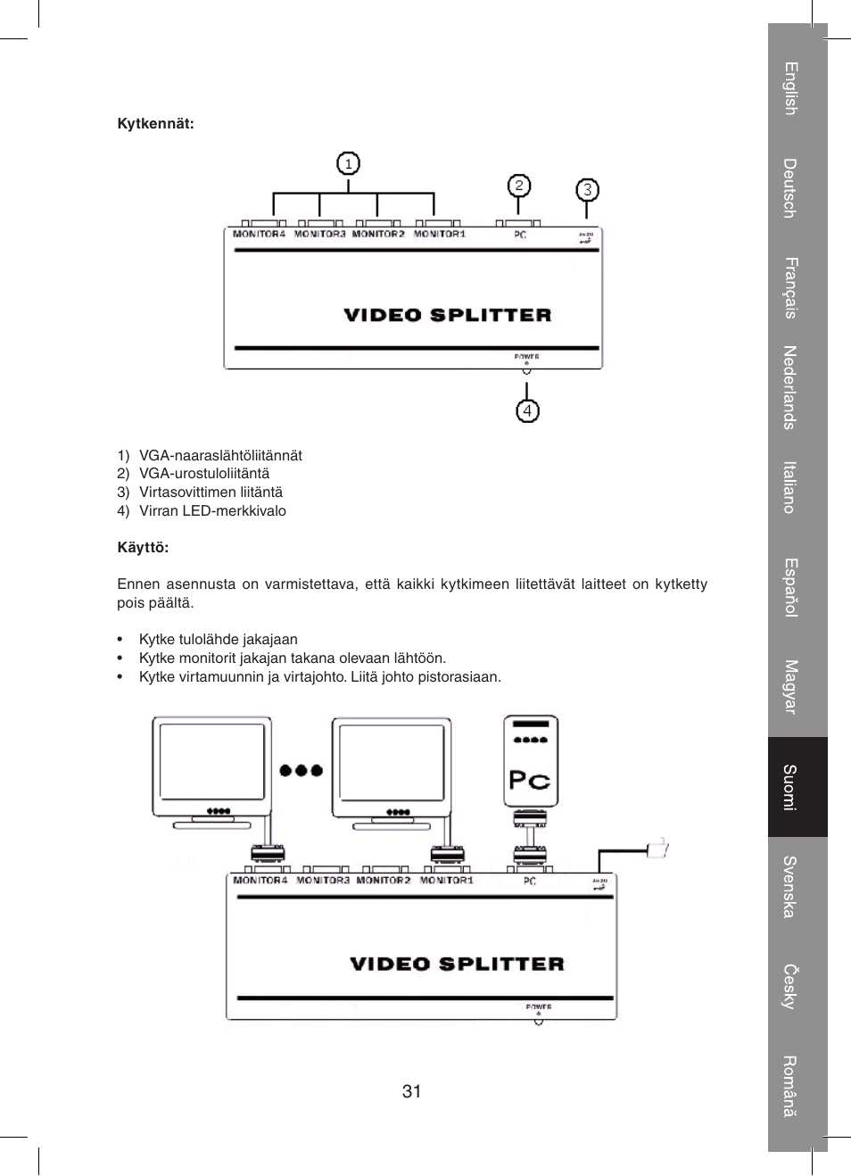 Konig Electronic 2 port professional VGA splitter User Manual | Page 31 / 48