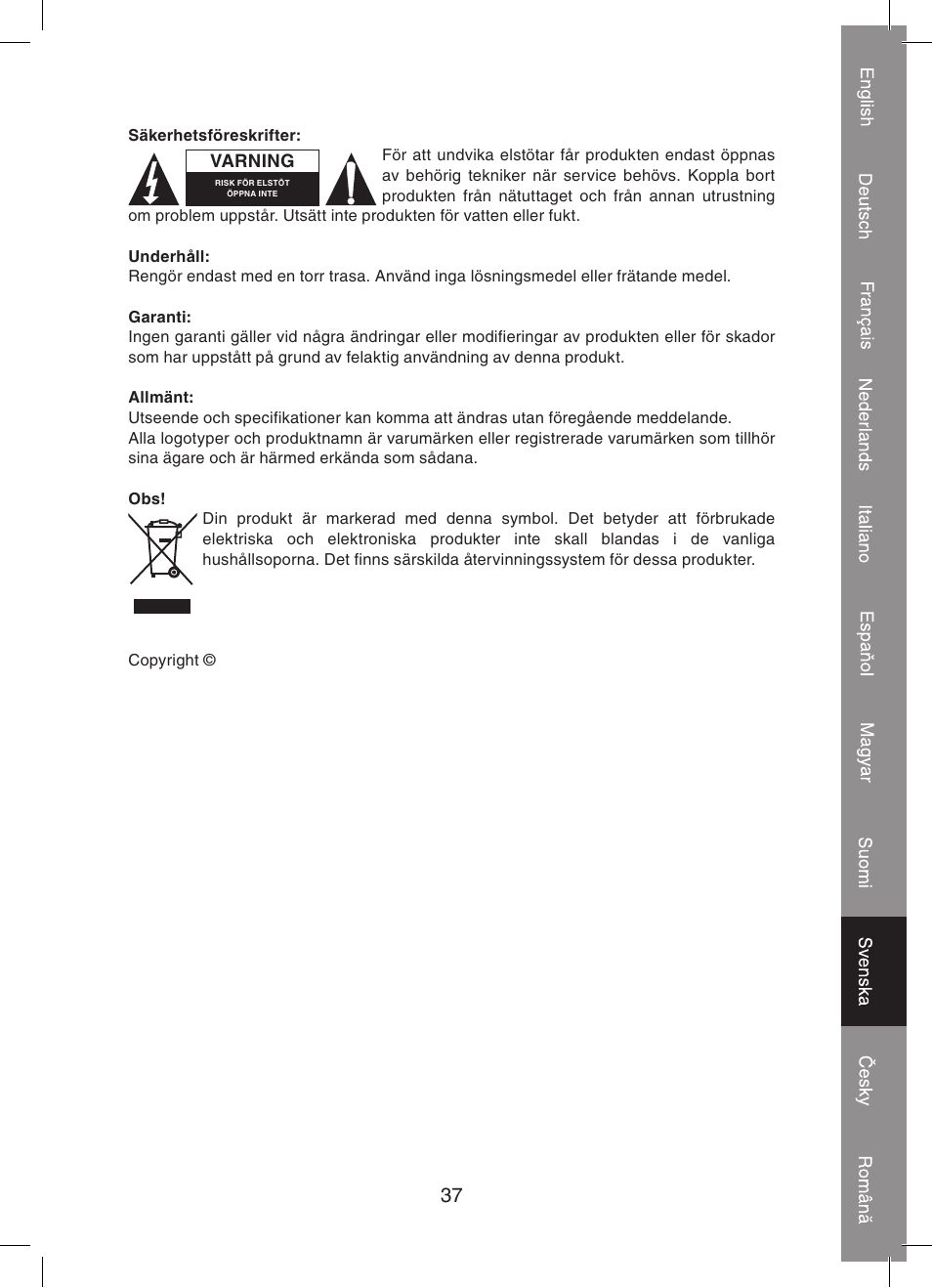 Konig Electronic 2 port professional VGA splitter User Manual | Page 37 / 48