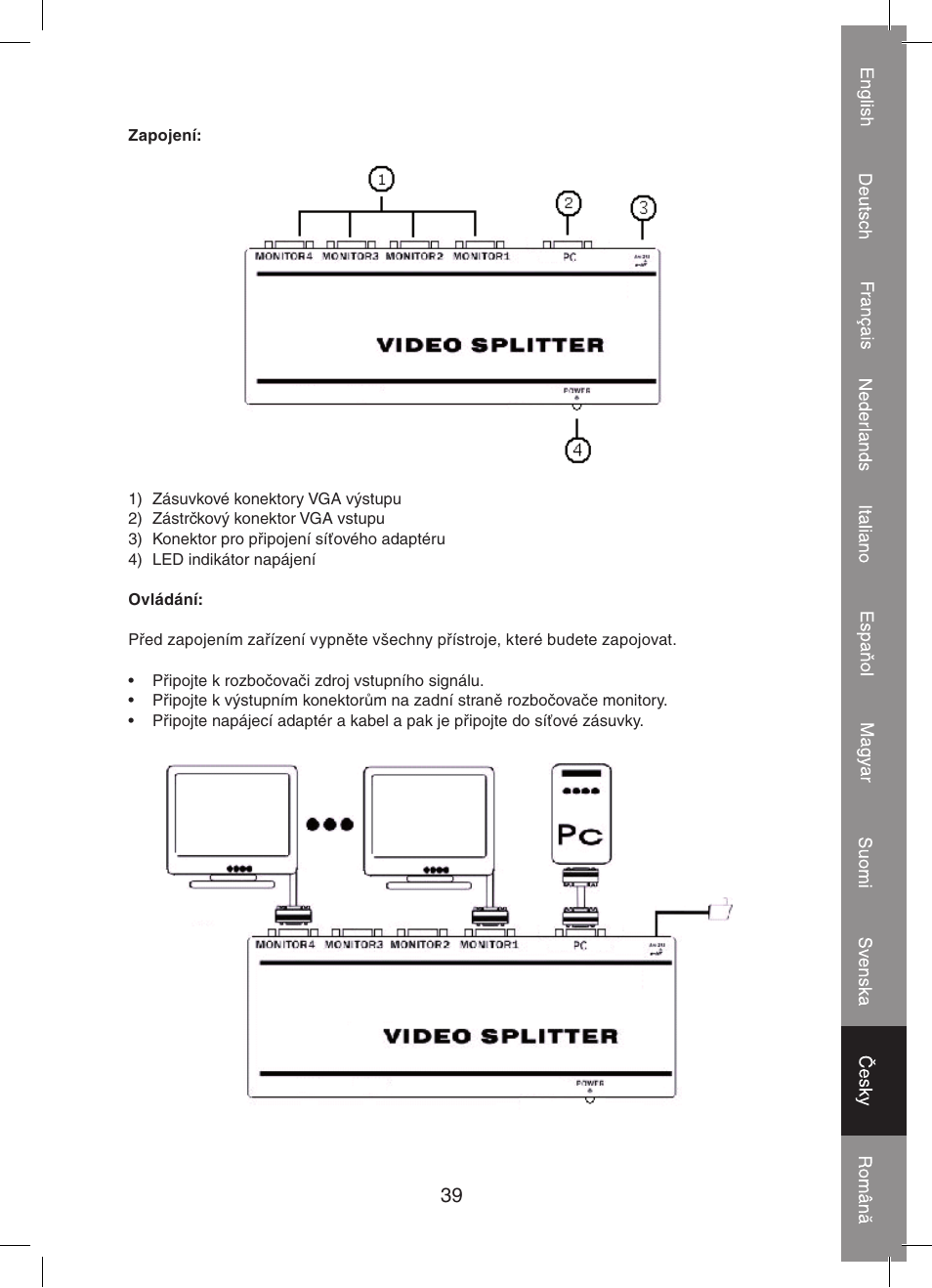 Konig Electronic 2 port professional VGA splitter User Manual | Page 39 / 48