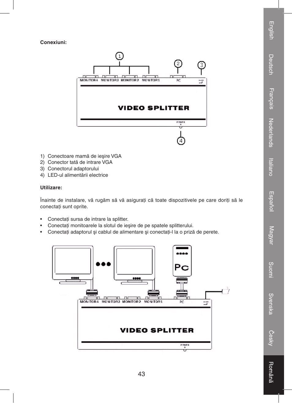 Konig Electronic 2 port professional VGA splitter User Manual | Page 43 / 48