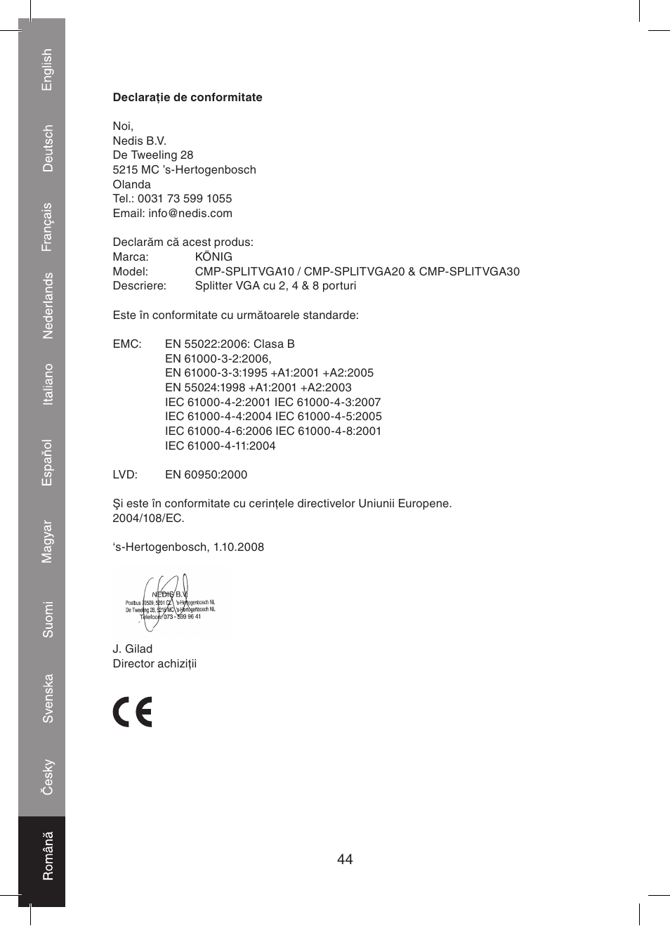 Konig Electronic 2 port professional VGA splitter User Manual | Page 44 / 48