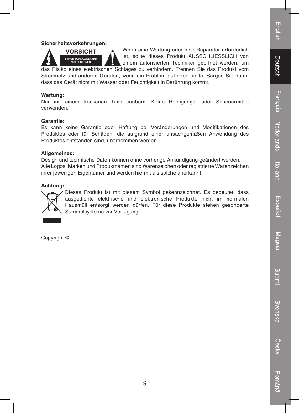 Konig Electronic 2 port professional VGA splitter User Manual | Page 9 / 48