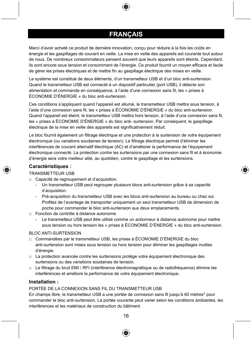 Français | Konig Electronic Distribution board with USB remote control User Manual | Page 16 / 102
