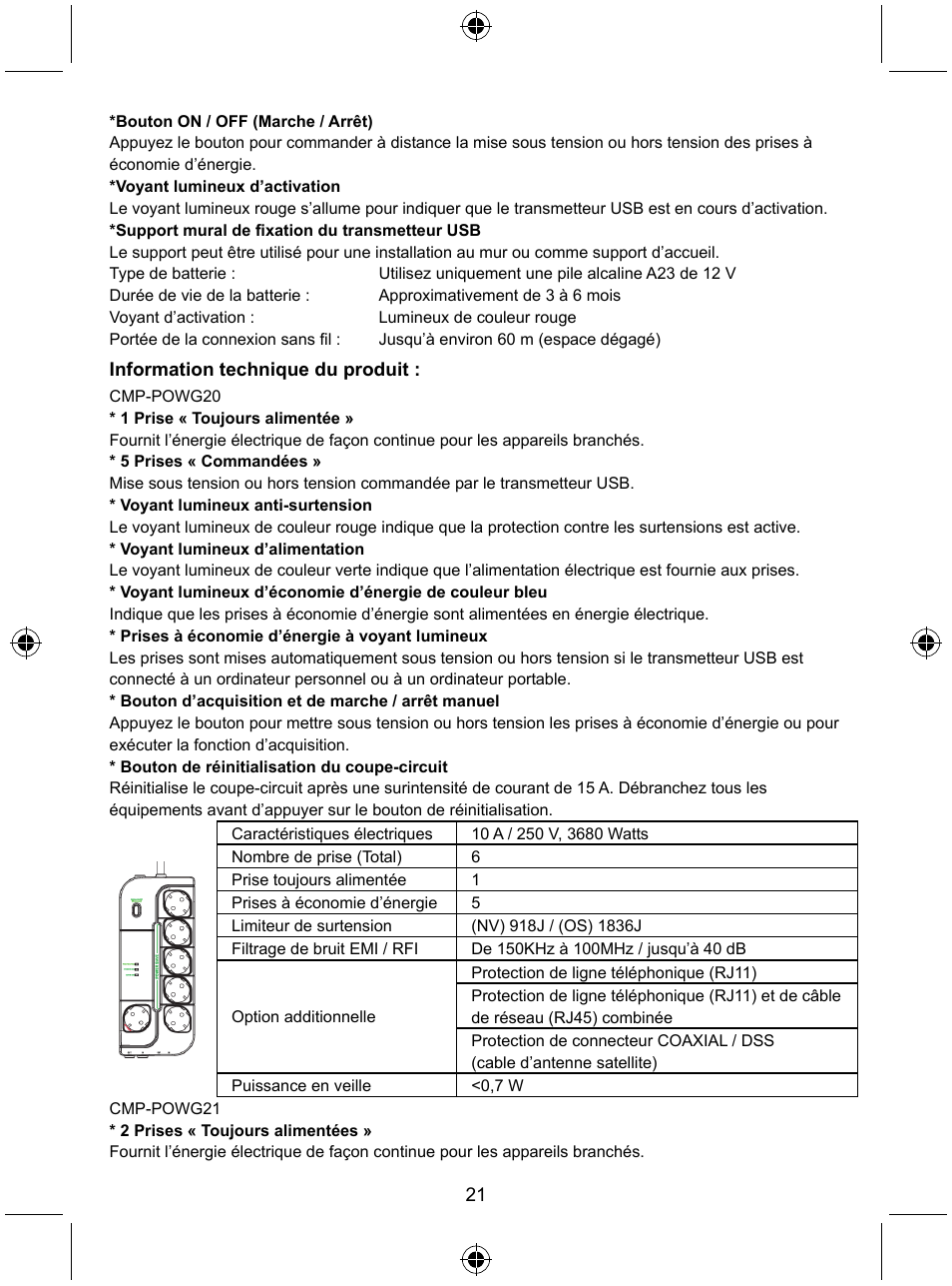 Konig Electronic Distribution board with USB remote control User Manual | Page 21 / 102