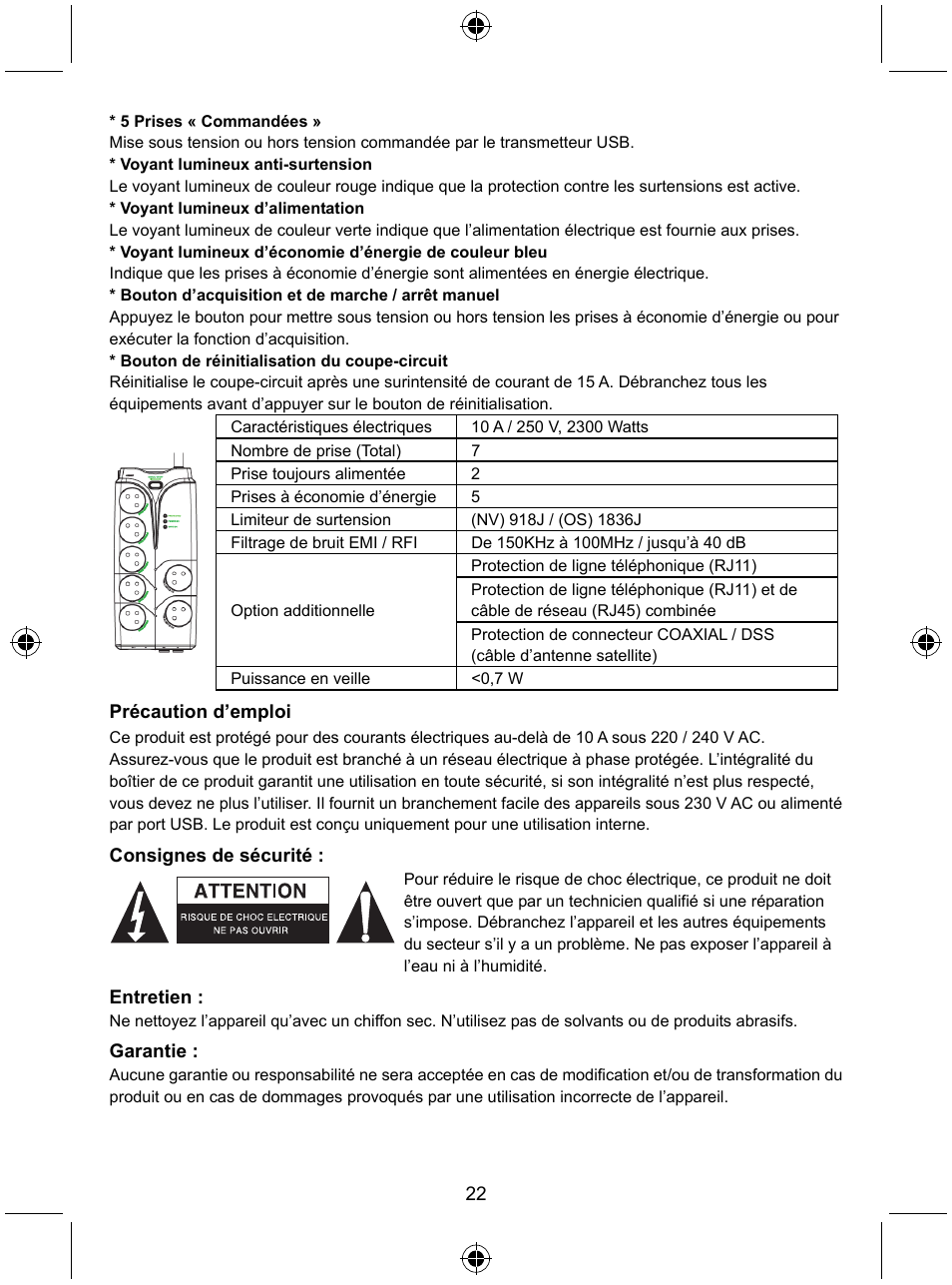 Konig Electronic Distribution board with USB remote control User Manual | Page 22 / 102