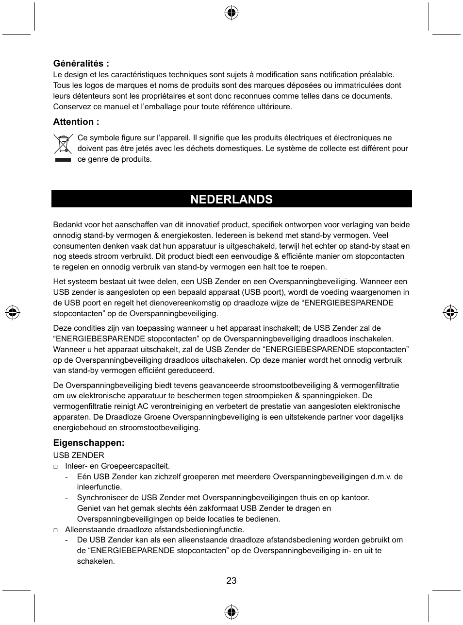 Nederlands | Konig Electronic Distribution board with USB remote control User Manual | Page 23 / 102