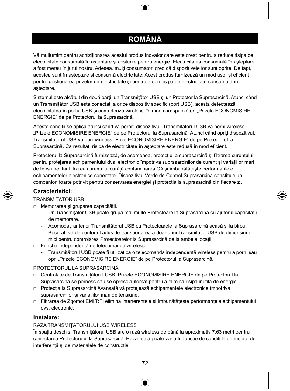 Română | Konig Electronic Distribution board with USB remote control User Manual | Page 72 / 102
