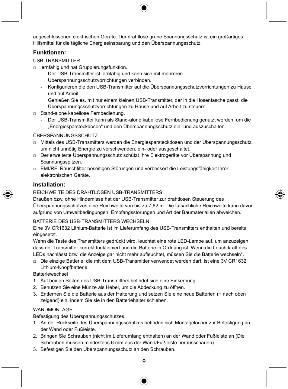 Konig Electronic Distribution board with USB remote control User Manual | Page 9 / 102