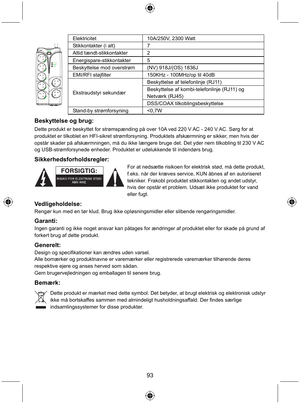 Konig Electronic Distribution board with USB remote control User Manual | Page 93 / 102