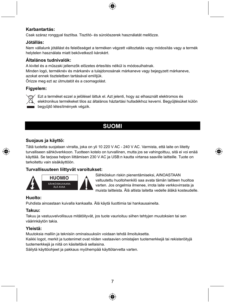 Suomi | Konig Electronic Travel distribution board User Manual | Page 7 / 14