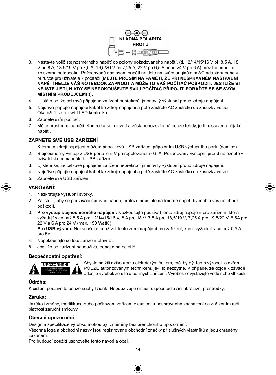 Konig Electronic Universal notebook adapter 150 W User Manual | Page 14 / 18