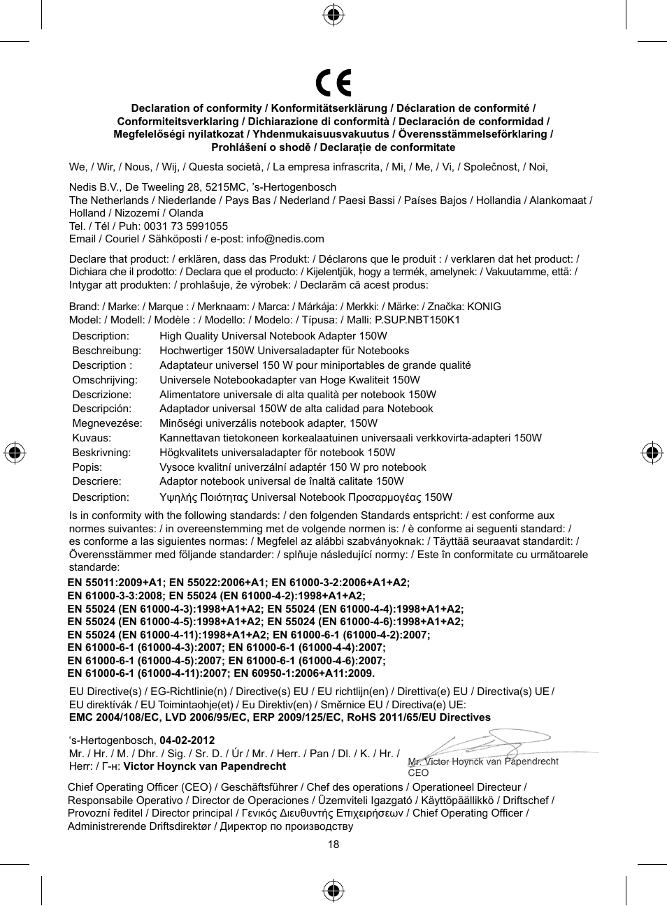 Konig Electronic Universal notebook adapter 150 W User Manual | Page 18 / 18