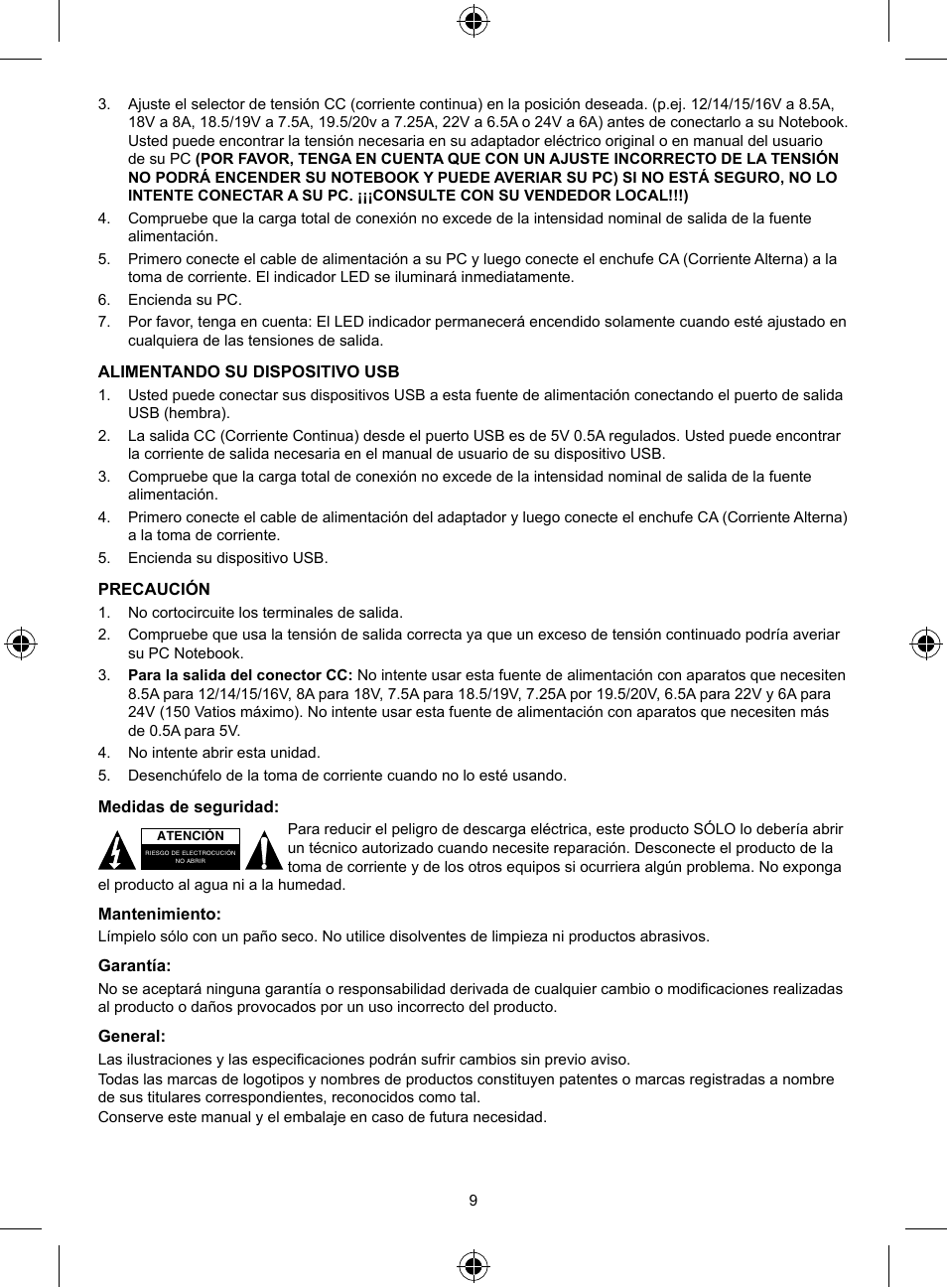 Konig Electronic Universal notebook adapter 150 W User Manual | Page 9 / 18