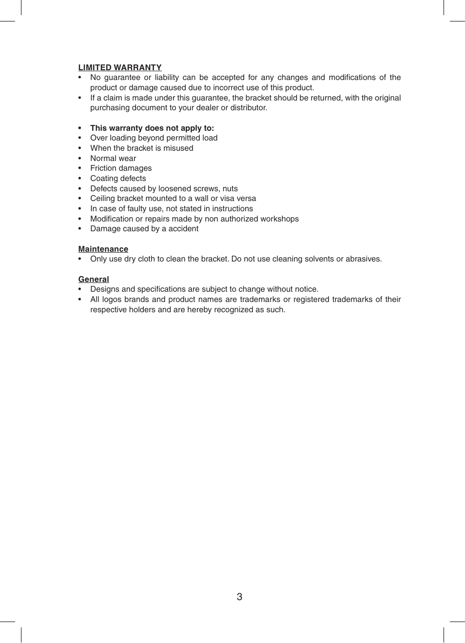 Konig Electronic Audio / DVD support truss (max. 15 kg) User Manual | Page 3 / 36