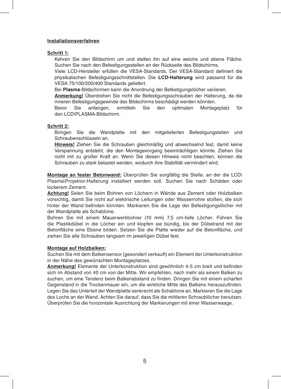 Konig Electronic Audio / DVD support truss (max. 15 kg) User Manual | Page 5 / 36