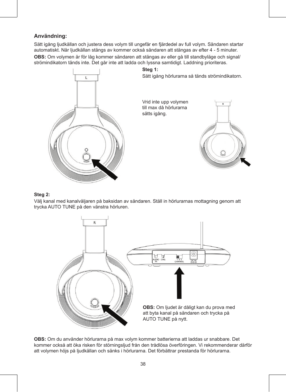 Konig Electronic Wireless headphones 863 Mhz User Manual | Page 38 / 60