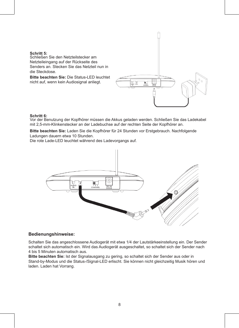 Konig Electronic Wireless headphones 863 Mhz User Manual | Page 8 / 60