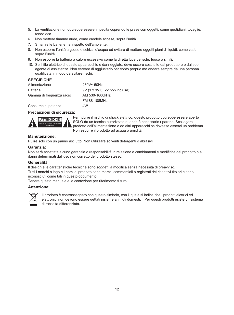 Konig Electronic Clock radio User Manual | Page 12 / 32