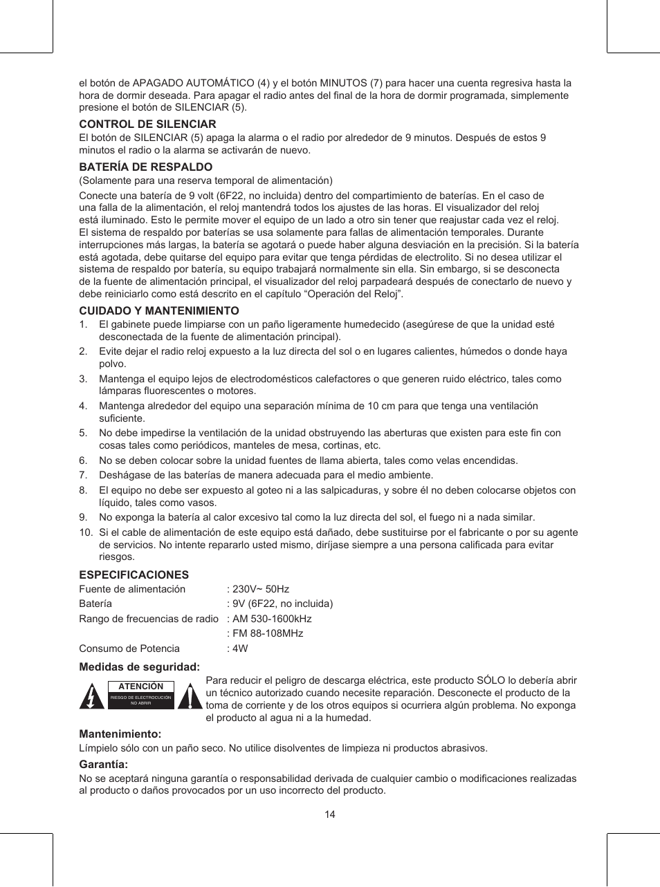 Konig Electronic Clock radio User Manual | Page 14 / 32