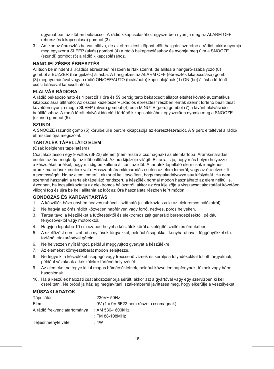 Konig Electronic Clock radio User Manual | Page 16 / 32