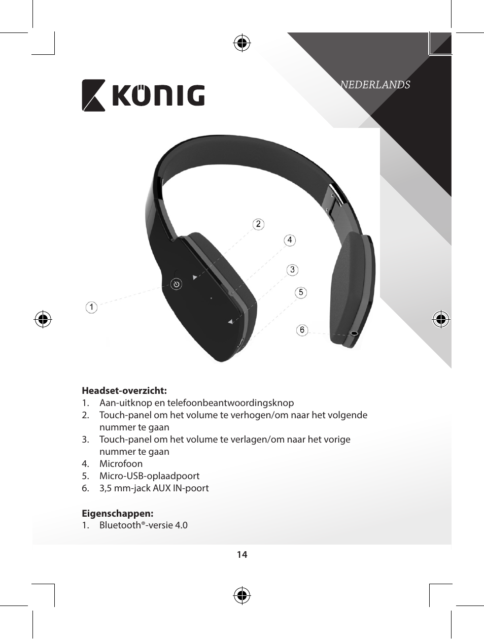 Konig Electronic Bluetooth headset User Manual | Page 14 / 93