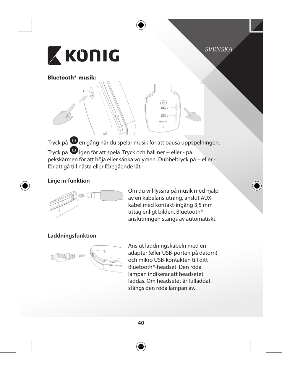 Konig Electronic Bluetooth headset User Manual | Page 40 / 93