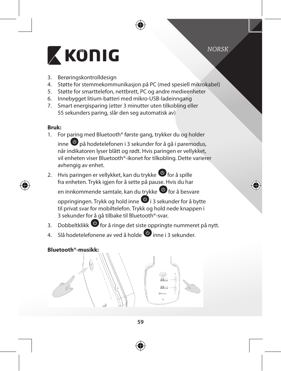 Konig Electronic Bluetooth headset User Manual | Page 59 / 93