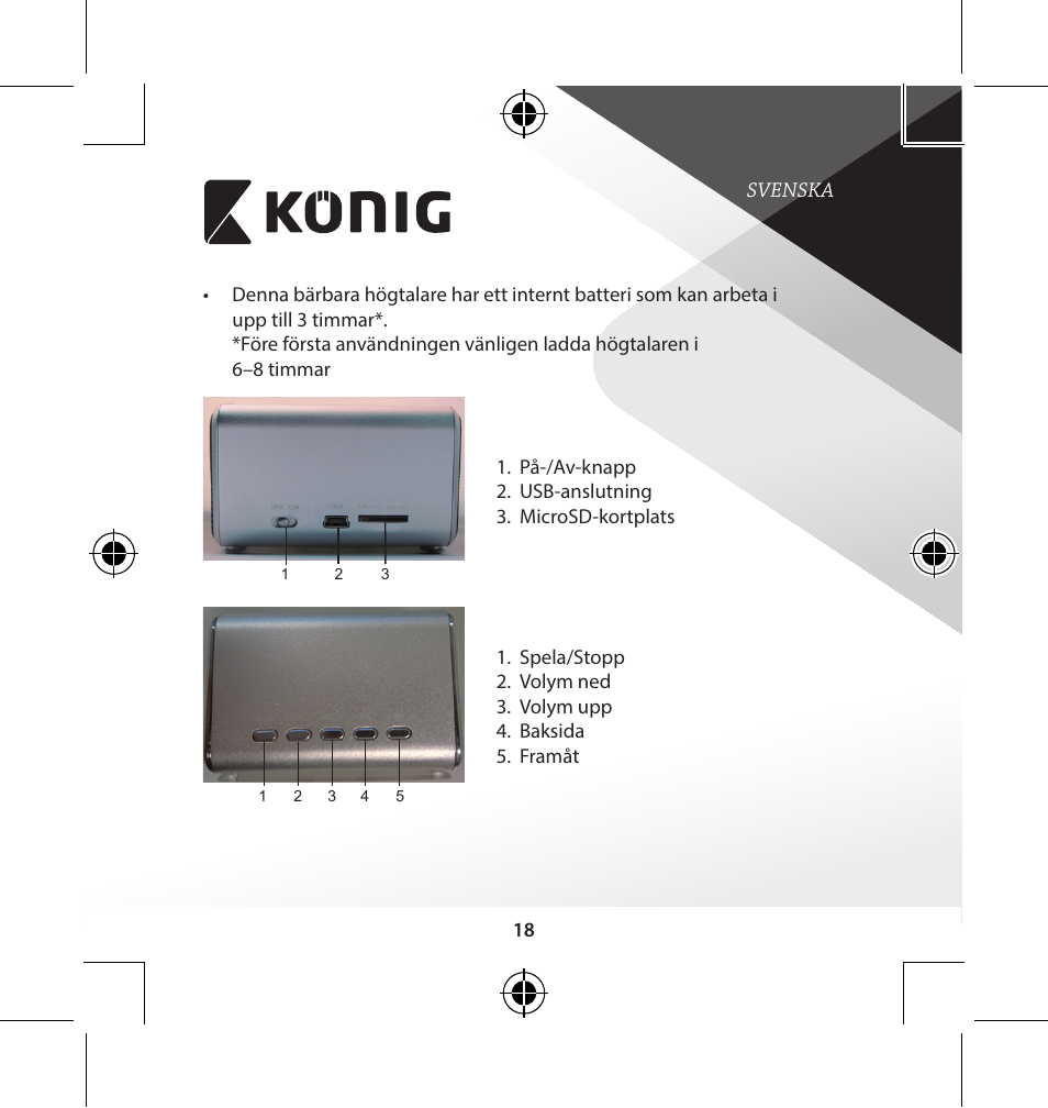 Konig Electronic Portable speaker MP3 User Manual | Page 18 / 29