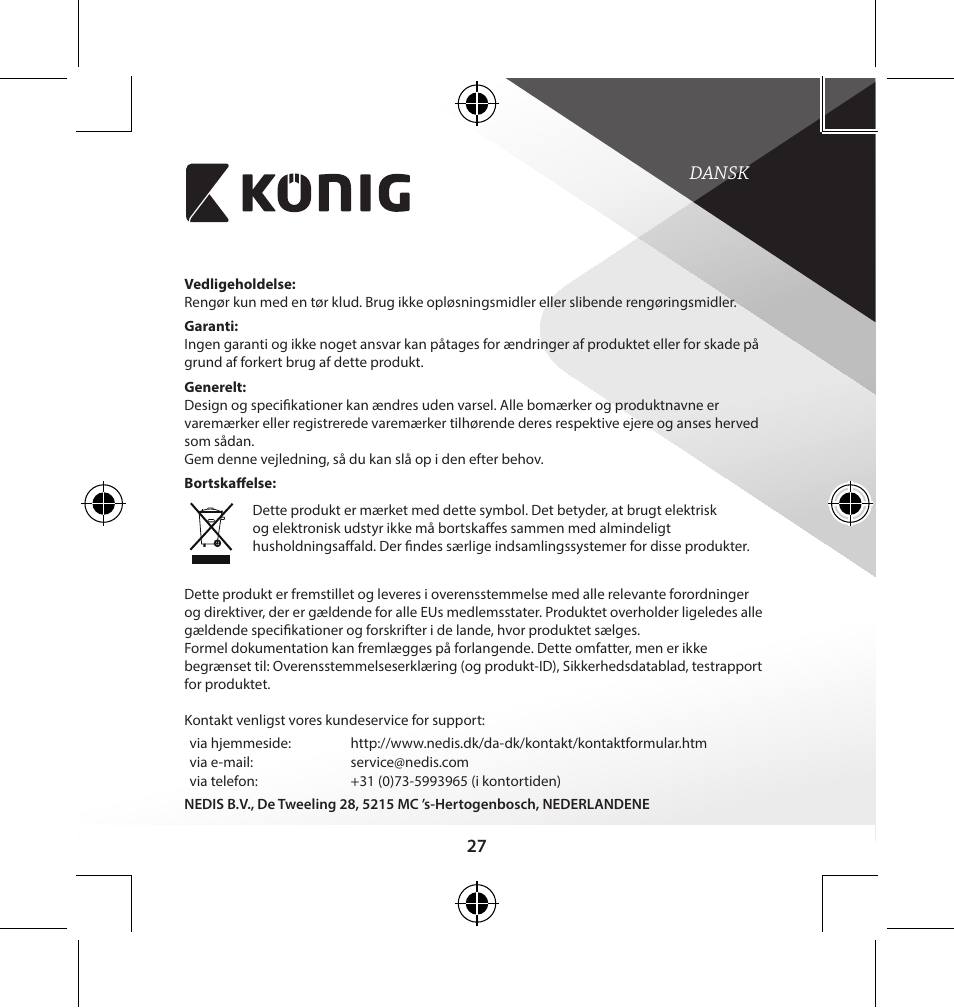 Konig Electronic Portable speaker MP3 User Manual | Page 27 / 29