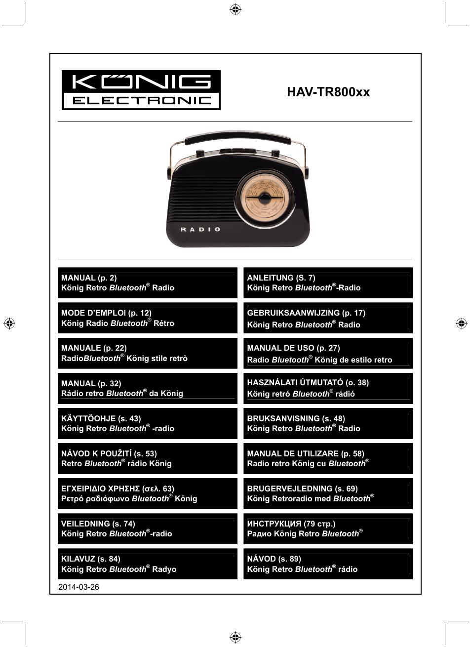 Konig Electronic Retro radio with Bluetooth wireless technology User Manual | 94 pages