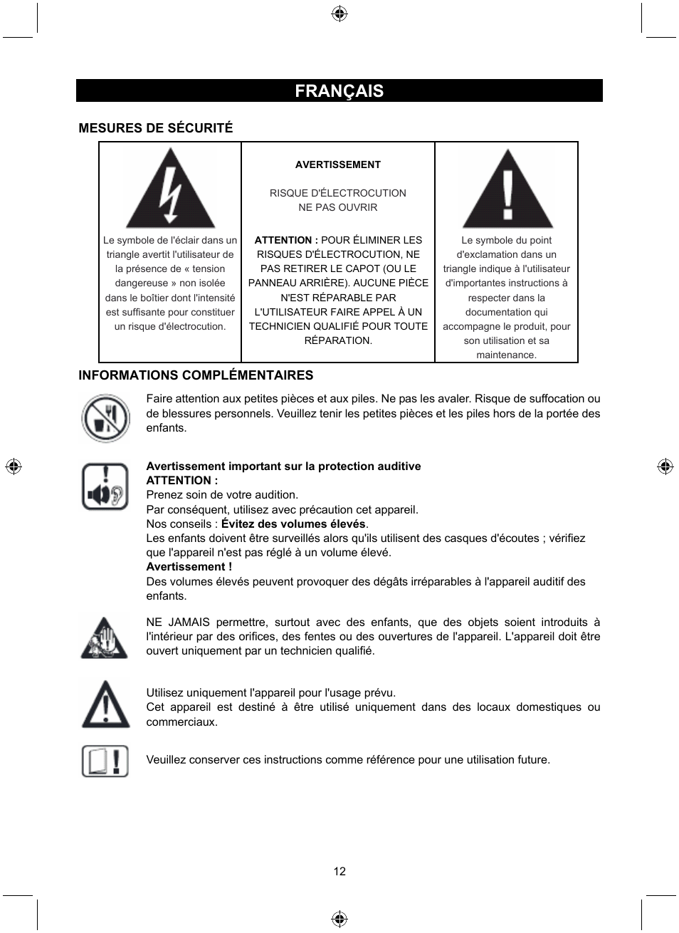 Français | Konig Electronic Retro radio with Bluetooth wireless technology User Manual | Page 12 / 94