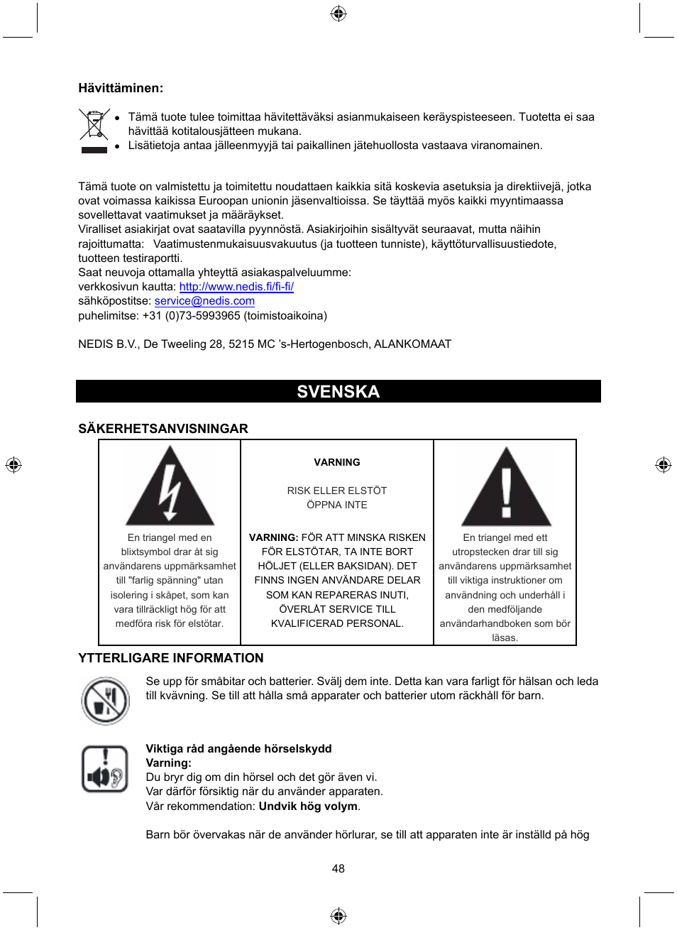 Svenska | Konig Electronic Retro radio with Bluetooth wireless technology User Manual | Page 48 / 94