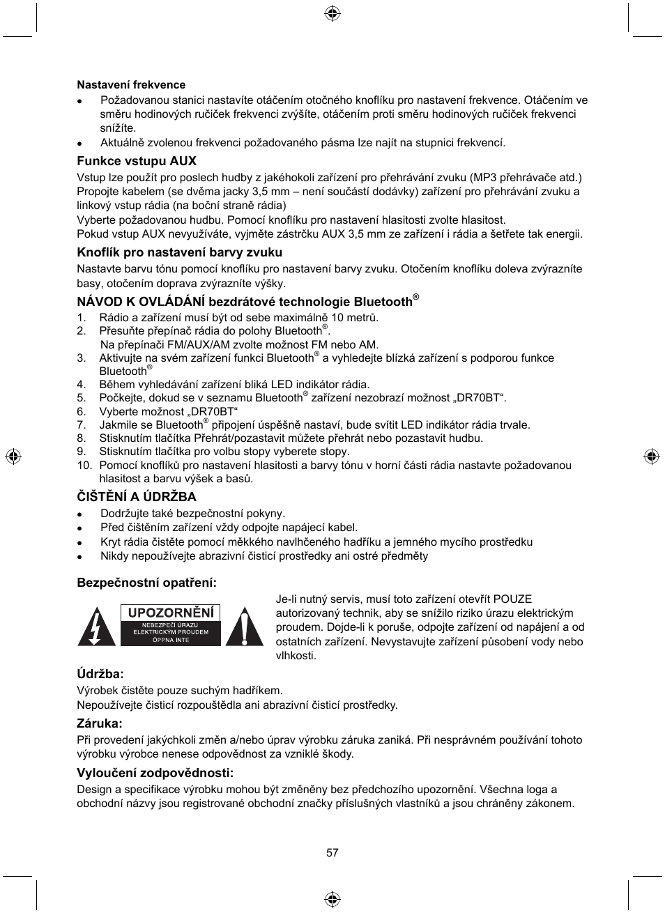 Konig Electronic Retro radio with Bluetooth wireless technology User Manual | Page 57 / 94